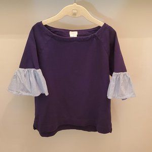 Girls Jcrew navy flutter/ruffle  sleeve